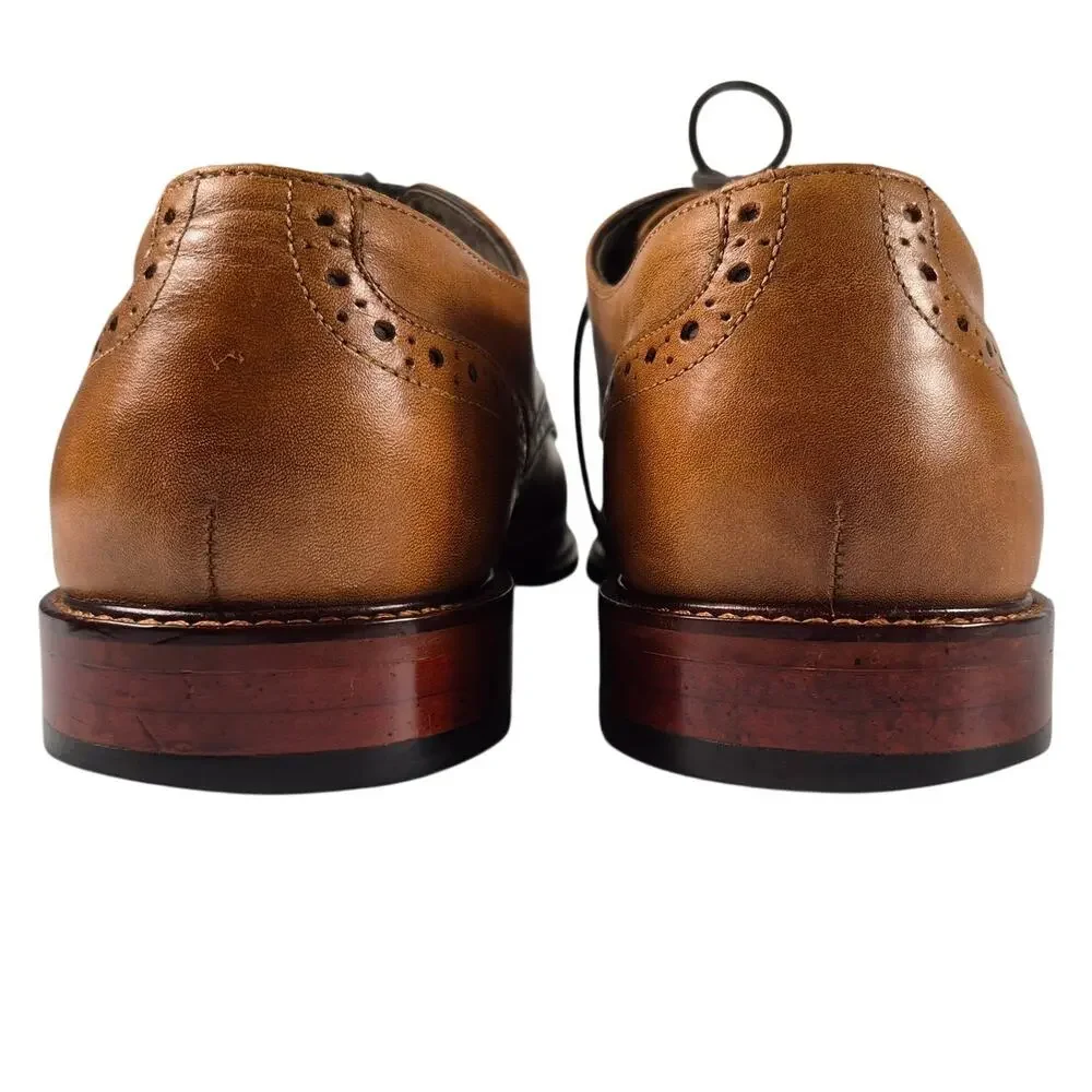 Joseph Abboud Caramel Brown Italian Leather Cap Toe Oxfords Shoes Men's 11